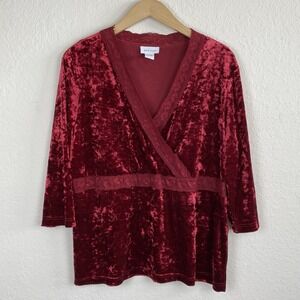 avenue tops size 18/20 Velvet Lace Babydoll 3/4 Sleeve Red Fairy Boho Y2k 90s
